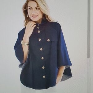 CHICO'S ELISE DENIM CAPE SIZE OS